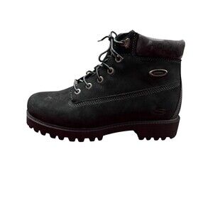 Skechers Vintage Y2K Black Leather Combat Work Boots Lug Sole Women’s 10